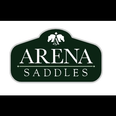 Logótipo ARENA SADDLES com cavalos estilizados