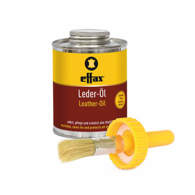 Lata de óleo para couro effax com pincel amarelo