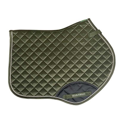 Tapete de sela acolchoado verde-oliva com etiqueta MARJOMAN