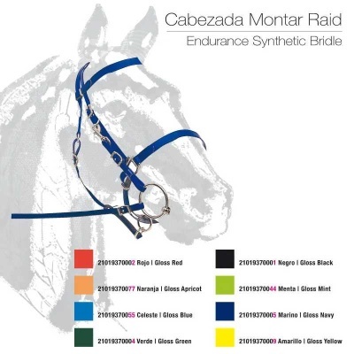 Cabeçada sintética colorida para cavalo com argolas metálicas e design funcional