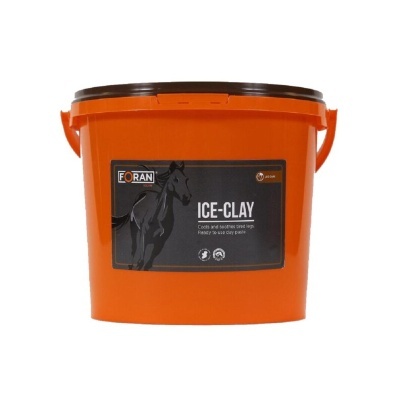 Contentor plástico laranja com etiqueta preta e texto ICE-CLAY