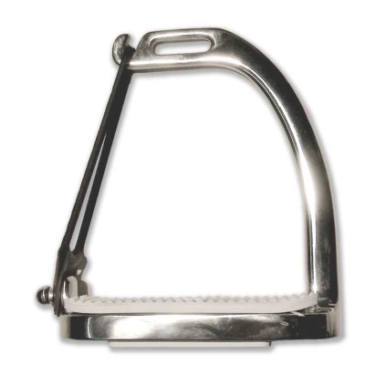 Estribo de equitação metálico prateado com base antiderrapante branca