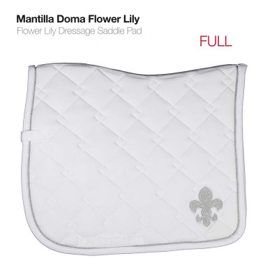 Manta de sela branca com padrão acolchoado e emblema flor-de-lis