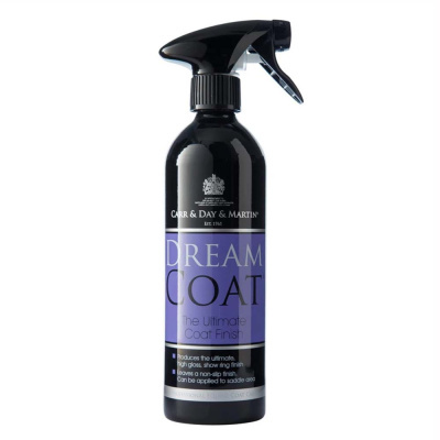 Frasco pulverizador preto com rótulo roxo e preto de produto para acabamento de couro.