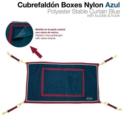 Cubre faldón Boxes Nylon Azul em poliéster com fecho de velcro e ganchos dourados