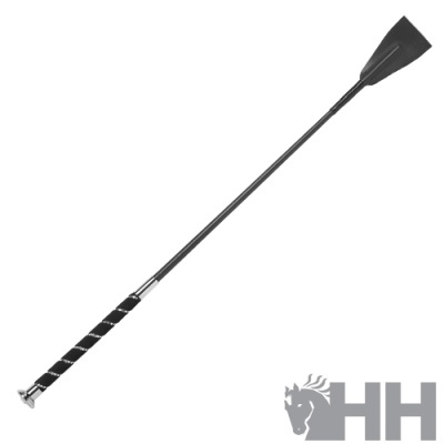 Cravache preta com cabo texturizado e logótipo HH cinzento