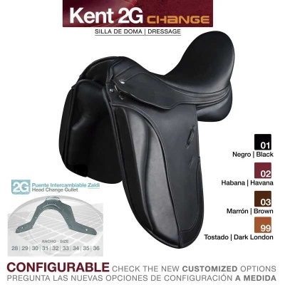 Sela de equitação Kent 2G Change preta para doma com opções configuráveis