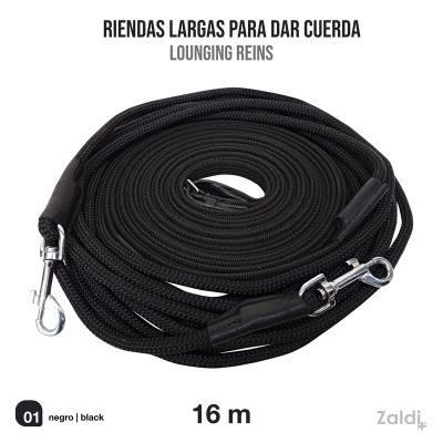 Rendas largas pretas para cavalo com ganchos metálicos