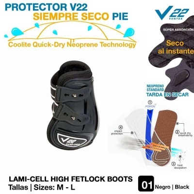 Botas para cascos de cavalo pretas LAMI-CELL PROTECTOR V22 com tecnologia Quick-Dry