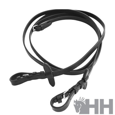 Rédea preta de couro para cavalo com fivelas prateadas