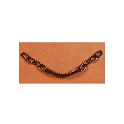 Corrente metálica preta com elos grandes e segmento dentado