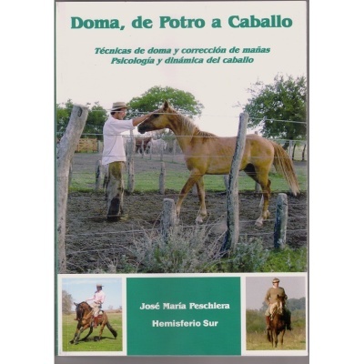 Capa de livro com homem a treinar cavalo e fotos de cavaleiros montados.
