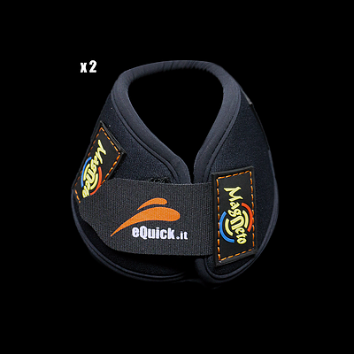 Suporte preto com etiquetas Magneto e eQuick.it para suporte discretamente acolchoado