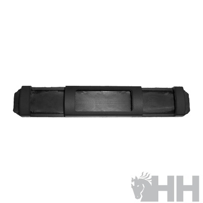 Capa ou proteção preta em material elástico com ajustador central