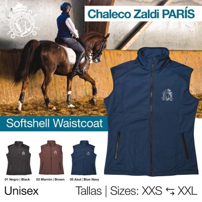 Colete softshell unissexo Zaldi PARÍS em várias cores com fecho e bolsos zíper