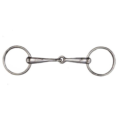 freio de cavalo metálico prateado com argolas