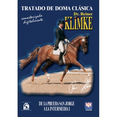Capa do livro 'Tratado de Doma Clássica' com cavalo e cavaleiro