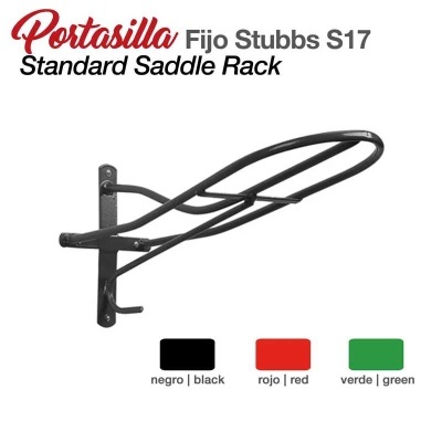 Portasilla Fijo Stubbs S17 Standard Saddle Rack metálico preto para montagem na parede.