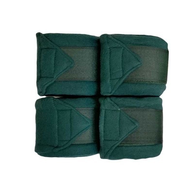 Conjunto de quatro bandagens verdes escuras para equitação com fecho de velcro