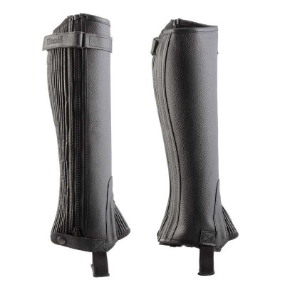 Polainas pretas com velcro e textura de couro