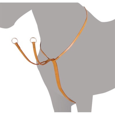 Peitoral de couro laranja para cavalo com argolas metálicas