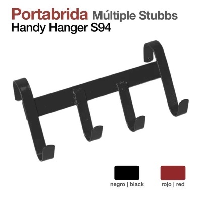 Porta-brida metálico preto com quatro ganchos