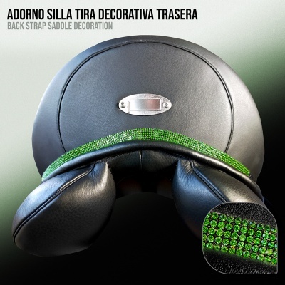 Adorno de sela preta com tira verde brilhante decorativa