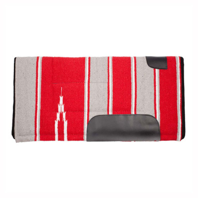 Alforge para sela de cavalo vermelho e cinza com reforços pretos