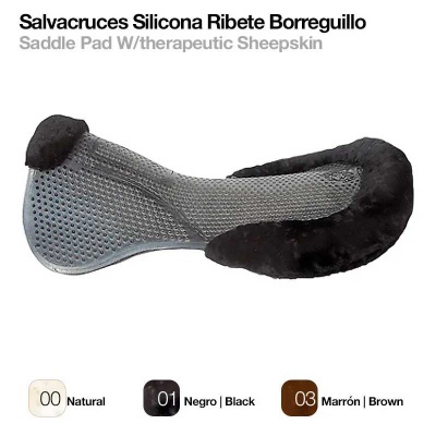 Salvacruces de silicone com ribete de pele de carneiro preto