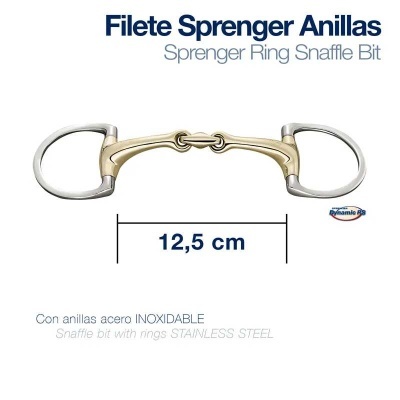 Bocado Sprenger Anillas com anilhas em aço inoxidável, 12,5 cm