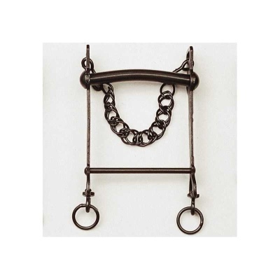 Freio de metal castanho escuro com corrente e argolas