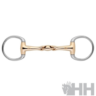 Freio de anéis metálico dourado e prateado com peça central curva