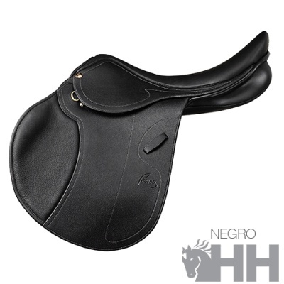 Sela de equitação preta em material sintético