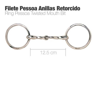 Bocado de boca com anilhas retorcidas em metal prateado, 12,5 cm