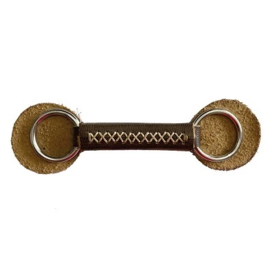 Brinquedo para cães castanho com franjas e argolas metálicas