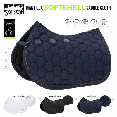 Manta de sela ESKADRON SOFTSHELL acolchoada hexagonal azul-marinho com variantes em branco e preto
