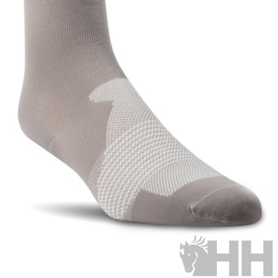 Meia cinza com padrões claros e logótipo HH no canto