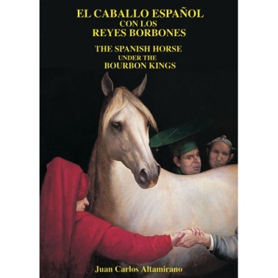 Capa de livro com um cavalo branco e pessoas vestidas com roupas históricas