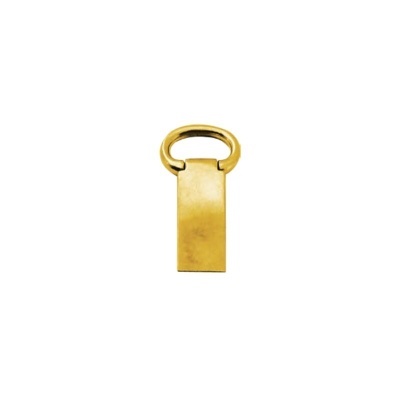 Chaveiro dourado com argola oval e placa retangular