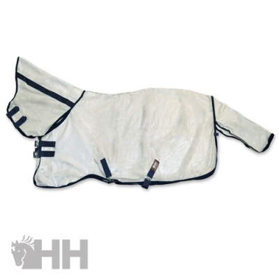 Manta para cavalo branca com acabamento em preto e fitas ajustáveis
