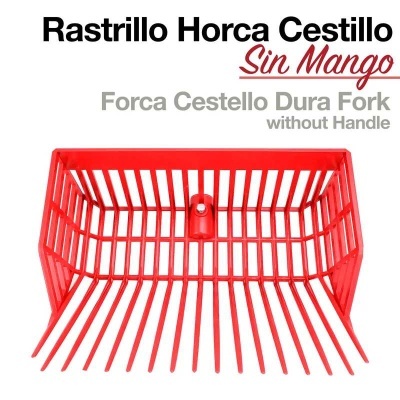 Forca vermelha de plástico rígido com lâminas paralelas e encaixe para cabo