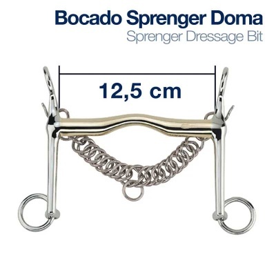 Bocado Sprenger Doma prateado para cavalo com corrente de 12,5 cm