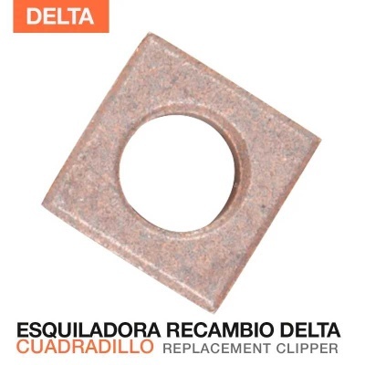 Peça metálica quadrada para esquiladora Delta com buraco circular no centro