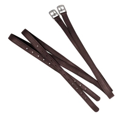 Correias de couro castanho com fivelas metálicas prateadas