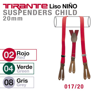 Tirantes lisos para criança vermelhos 20 mm com fechos castanhos