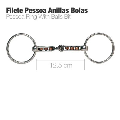 Filete Pessoa Anilhas Bolas com argolas metálicas e decoração dourada, medida 12.5 cm