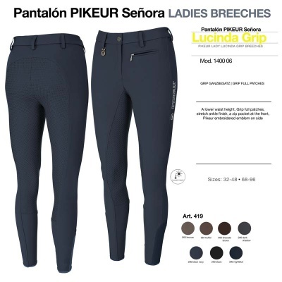 Calças de senhora Pikeur Lucinda Grip azul escuro para equitação