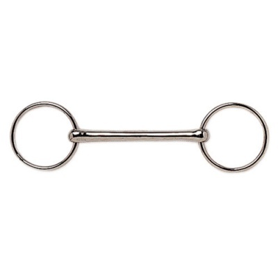 Freio de anel simples em metal prateado para cavalo