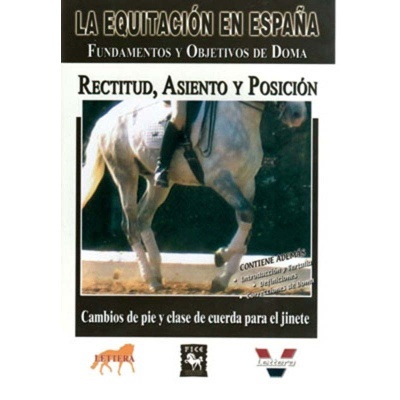 Capa de material educacional sobre equitação em Espanha com imagem de cavalo e cavaleiro