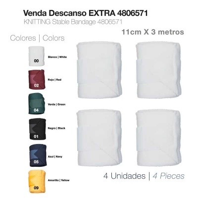 Pacote de 4 vendas brancas Venda Descanso EXTRA 11cm x 3m